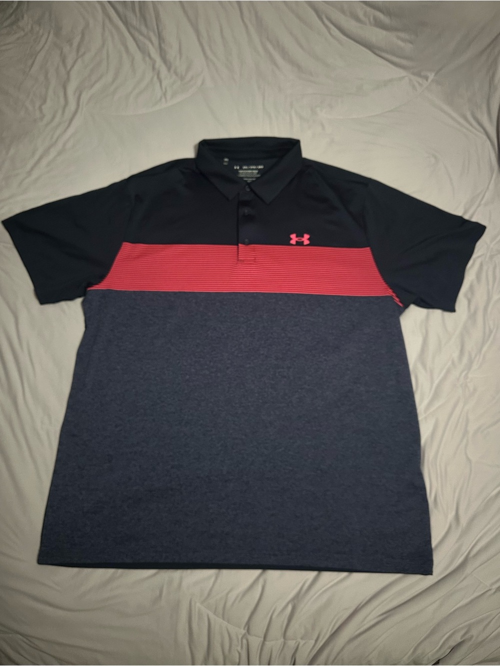 Under Armour Men's Black, Red & Navy Colorblock Performance Polo
